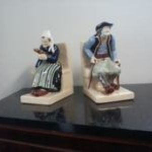 FRENCH QUIMPER POTTERY FIGURAL BOOKENDS